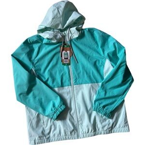 Voyager Women's Teal and White Hooded windbreaker  Jacket